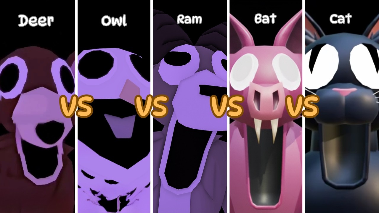 99 Nights in the Forest - DEER VS OWL VS RAM VS BAT VS CAT | Jumpscare - Roblox