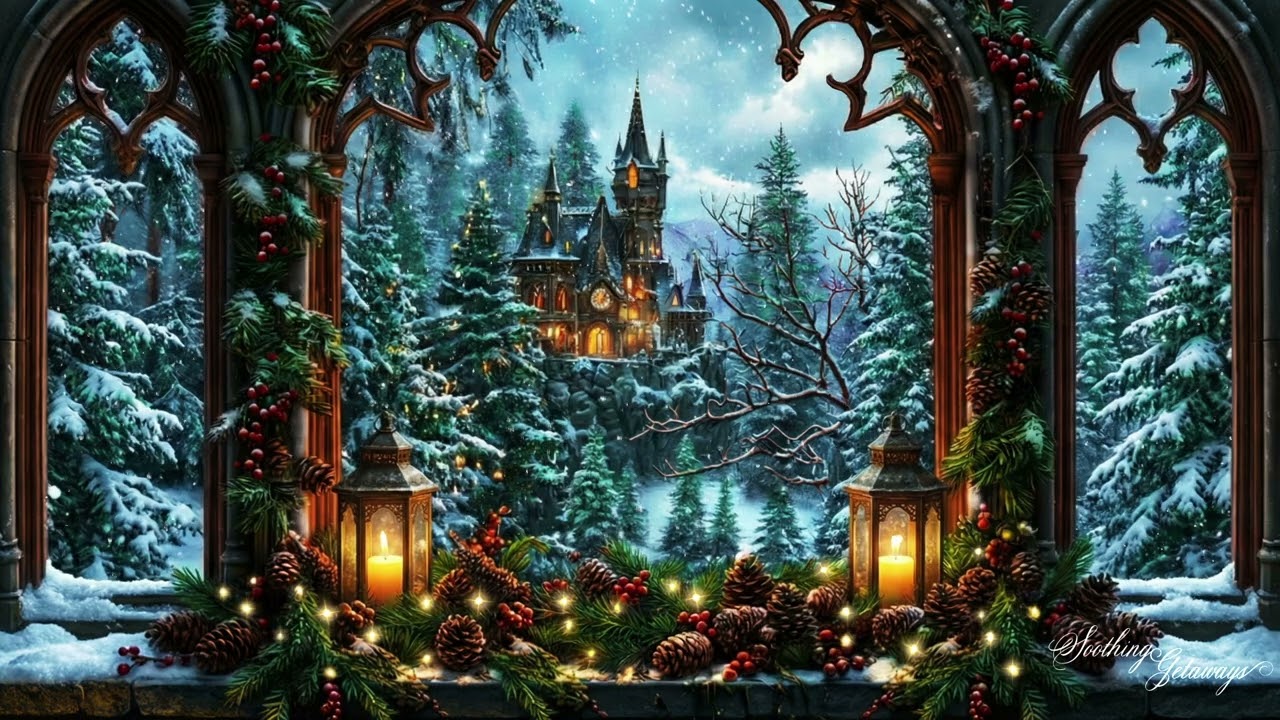 ✨Fantasy Winter Escape | ❄️ Snowy Castle & Crackling Fireplace Ambience 🔥