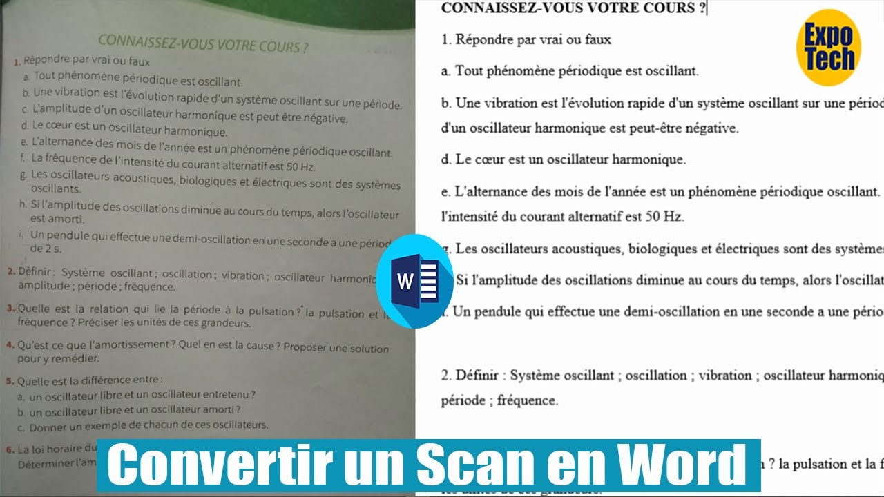 Convertir un scan en un document word éditable