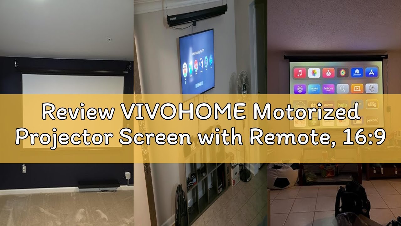 Review VIVOHOME Motorized Projector Screen with Remote, 16:9 100 Inch Auto Electric Projection Scree