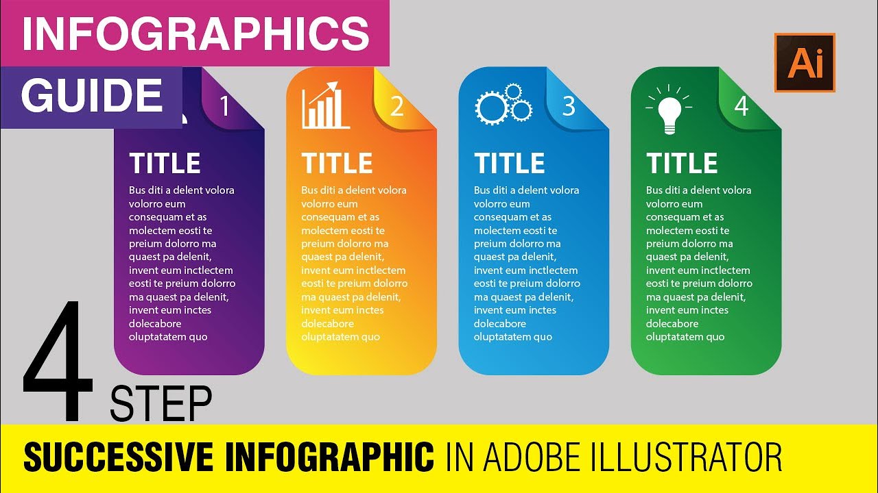 Four Successive Steps Infographic Design | Illustrator Infographic