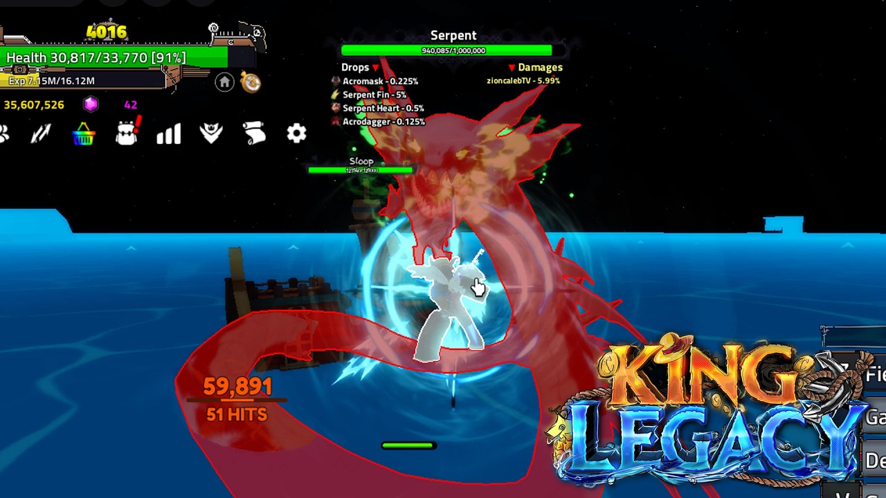 Как найти Змея в обновлении King Legacy 10
