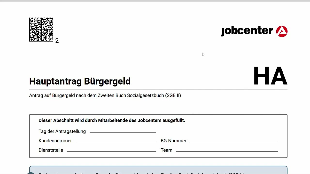 Hauptantrag Bürgergeld |  (HA) تعبئة الطلب الأساسي للجوب سنتر