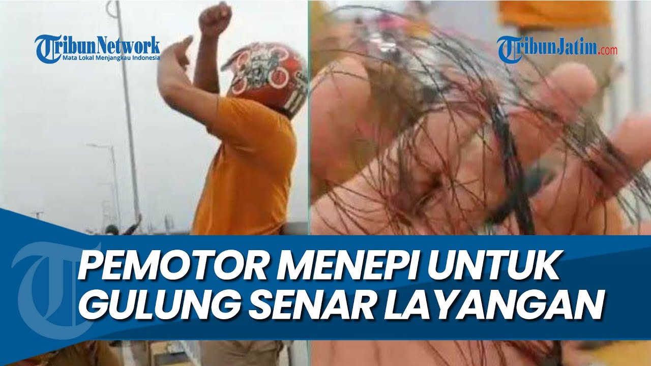 MERESAHKAN, Pemotor Menepi untuk Gulung Senar Layangan di Jalur Sepeda Motor Jembatan Suramadu