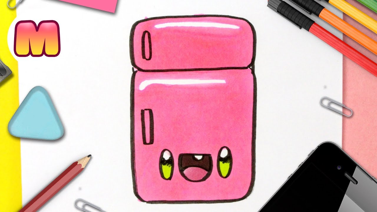 COMO DIBUJAR UN FRIGORIFICO KAWAII - dibujos kawaii faciles - como dibujar cosa kawaii