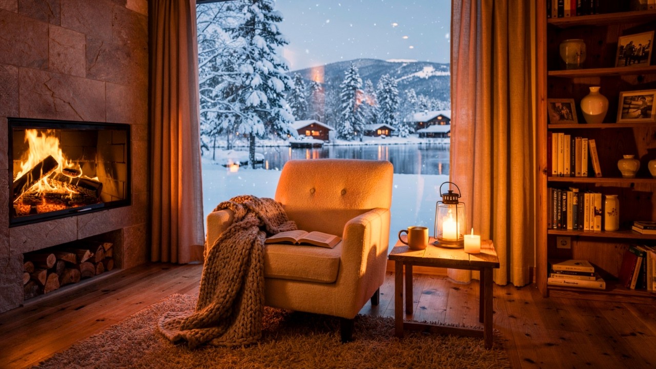 Snowy February Café Vibes ☕ Warm Jazz Music Ambience for Study, Relax & Peaceful Winter Nights