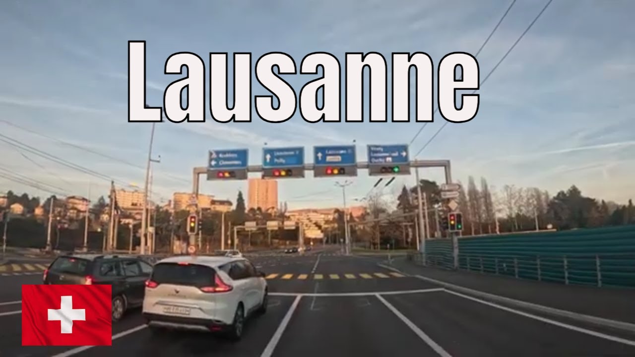 Driving in Lausanne City in Switzerland in 4k