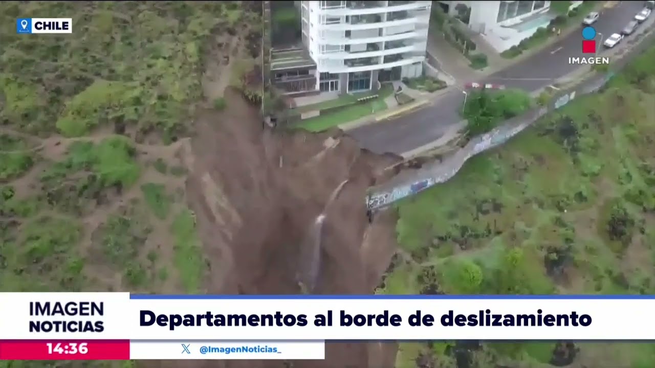 Edificio queda al borde de un deslizamiento de tierra en Chile | Noticias con Crystal Mendivil