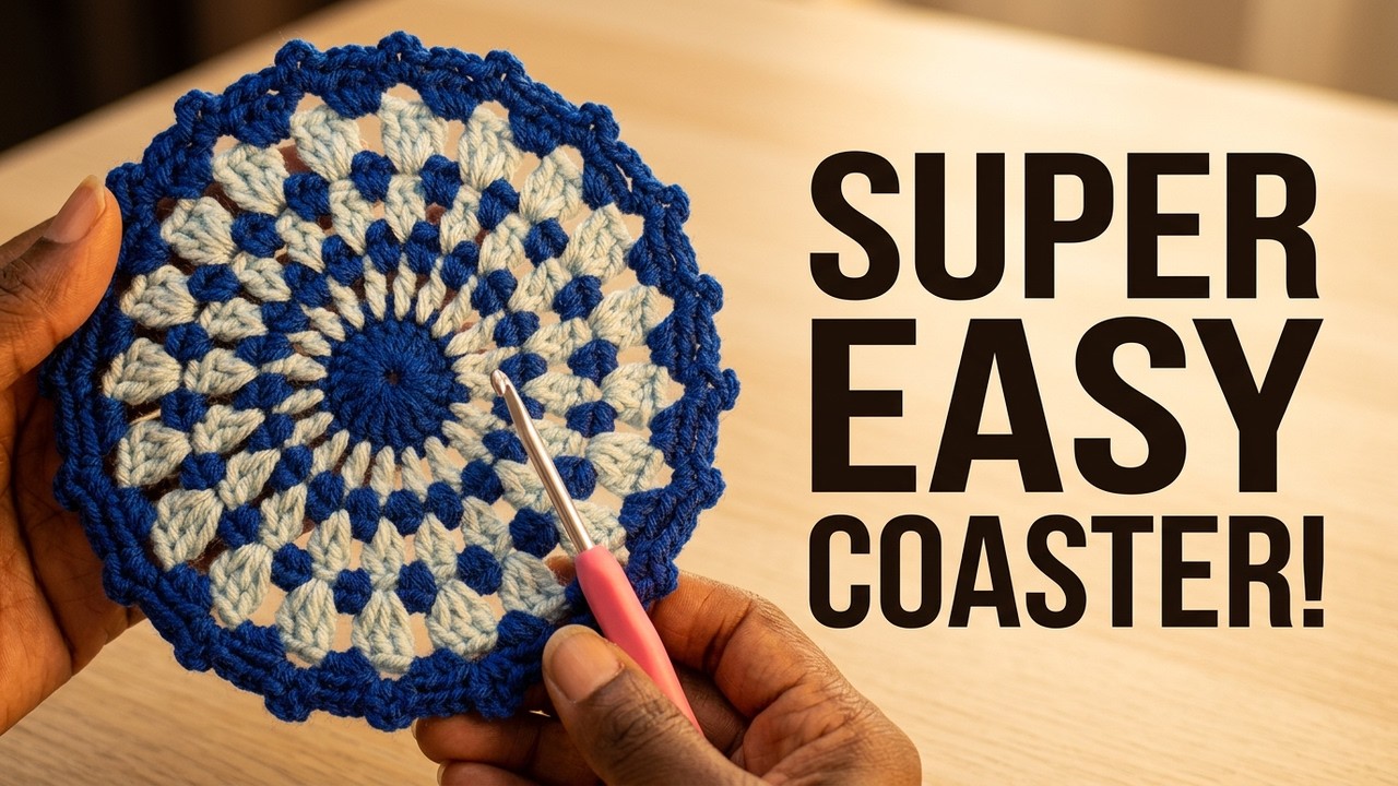🧶Super Easy Crochet Coaster Pattern | Step-by-Step Tutorial 