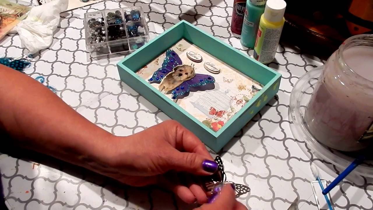 Mixed Media Shadow Box, I love my dog shadow box, Diorama