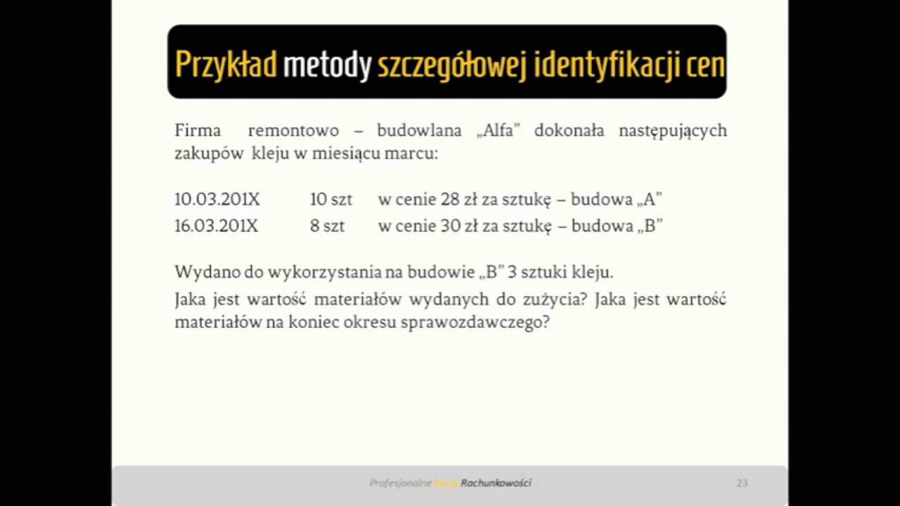 7. Metoda szczegółowej wyceny