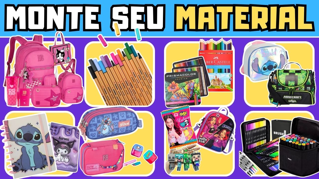 ✏️✨ MONTE SEU MATERIAL ESCOLAR MAIS INCRÍVEL 2026 ✏️🎒 Emily Vick, stitch, Luluca
