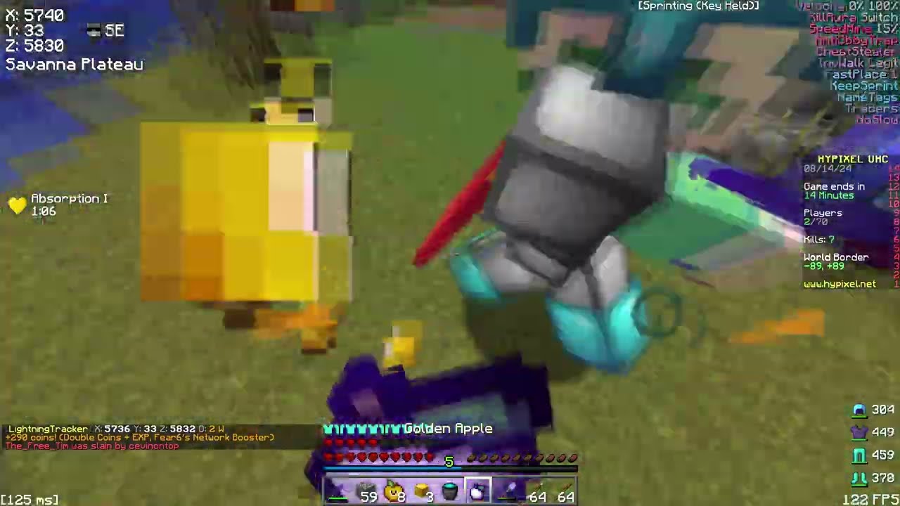 HYPIXEL UHC BHOPPING ft. (MYAU CLIENT)