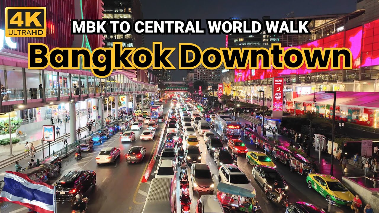 Bangkok Downtown Walking Tour 2024 | MBK Center to Central World Walk | 4k HDR
