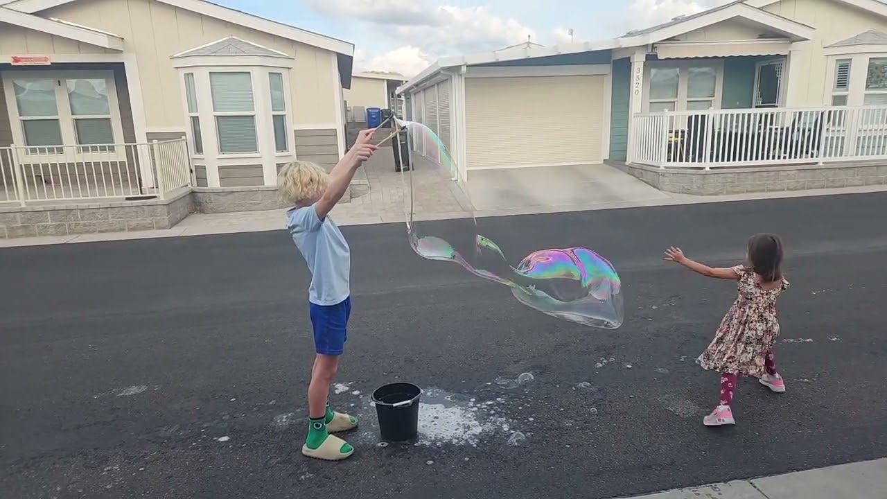James and scarlette with humongous bubbles