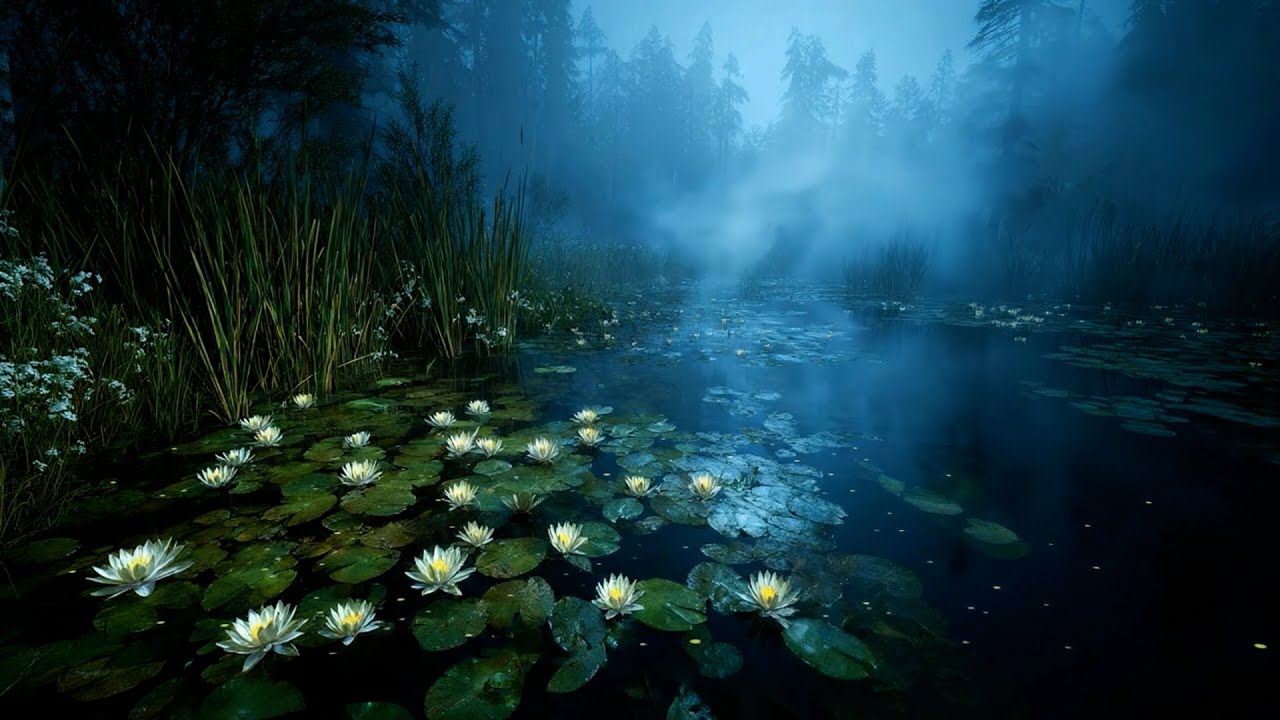 Peaceful Swamp Sounds | Gazebo Ambience at Night | Gentle River, Frogs, Crickets, and Nature Sounds