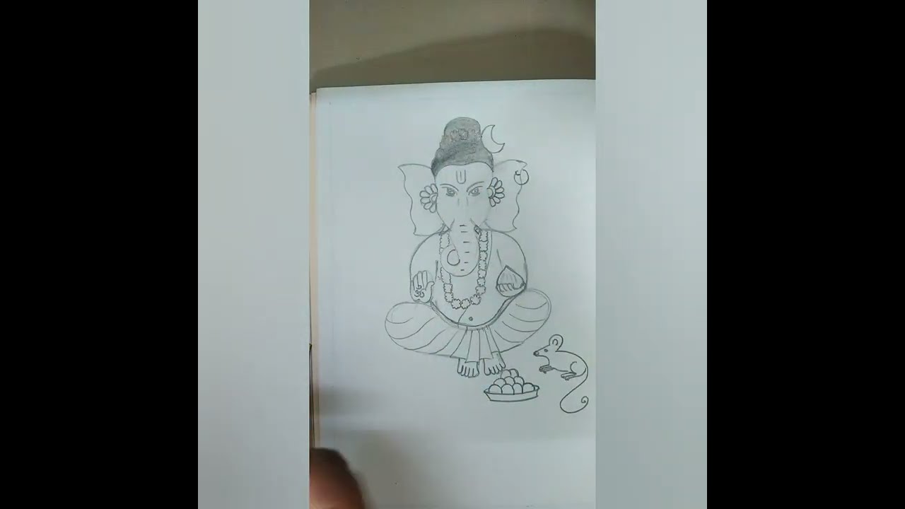 How to draw a Ganesha pencil sketch in colouring oil pastel step by step 
