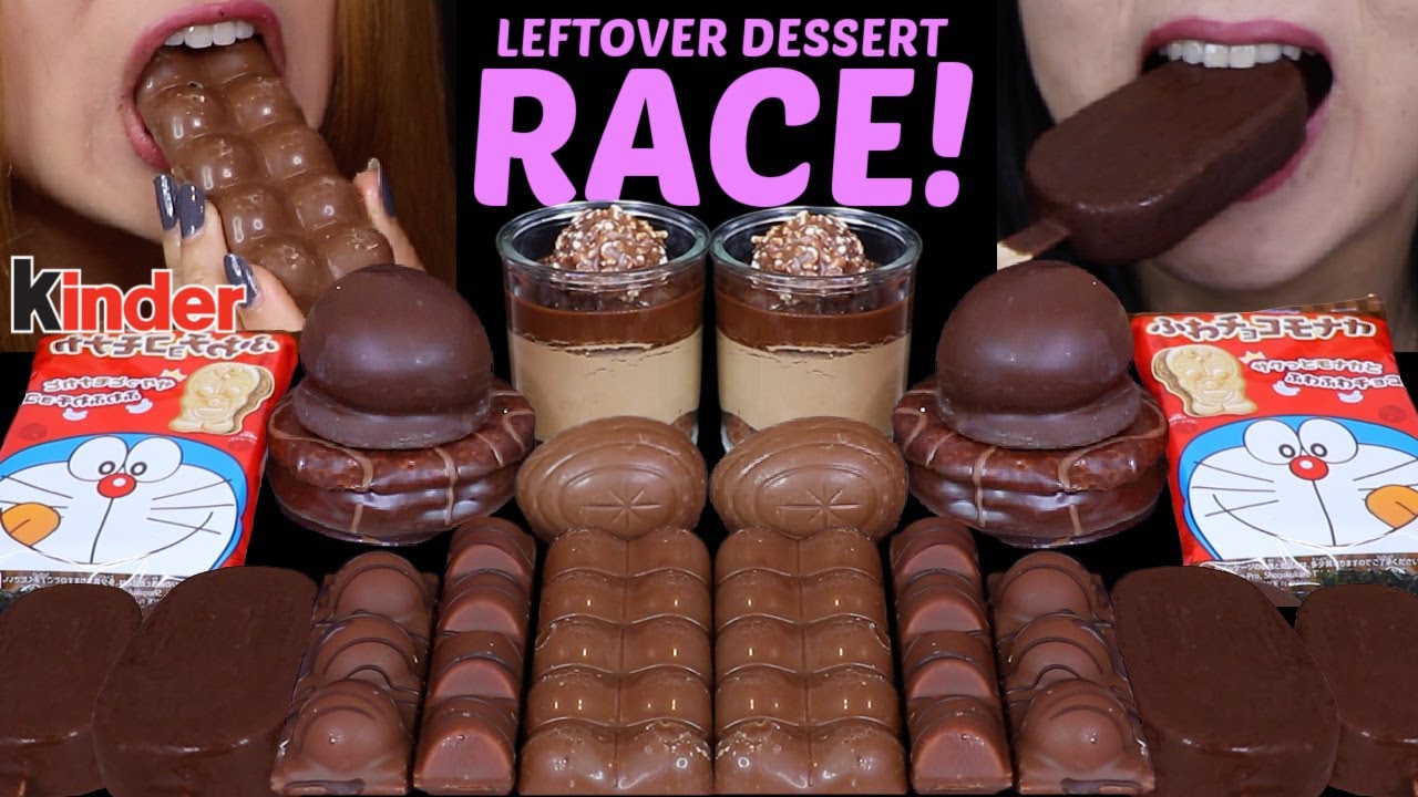 ASMR ГОНКА ЗА ОСТАВШИМСЯ ДЕСЕРТОМ! МУССОВЫЙ ТОРТ FERRERO ROCHER, КРЕМ-ЯЙЦО CADBURY, ПЫШНЫЙ ШОКОЛА...