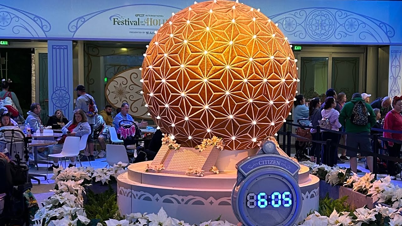 Gingerbread Spaceship Earth full show in 4K Epcot
