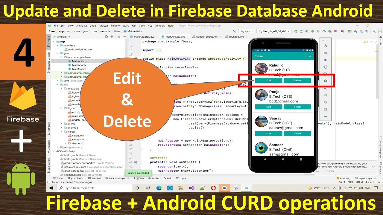 4. Update and Delete data in Firebase Database | Android