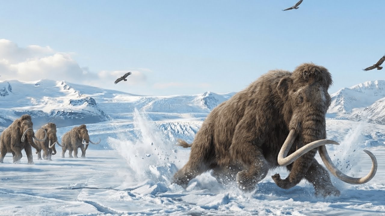 Surviving the Ice Age: A Mammoth’s Perilous Journey