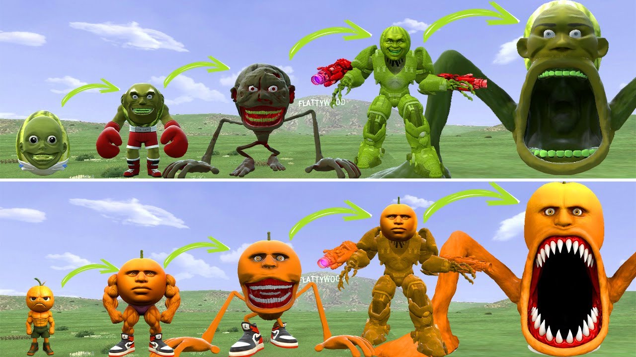 ???: ALL NEW EVOLUTIONARY FORMS OF THE LINGANG MELON FAMILY VS THE ODINDINDUN FAMILY IN GMOD!
