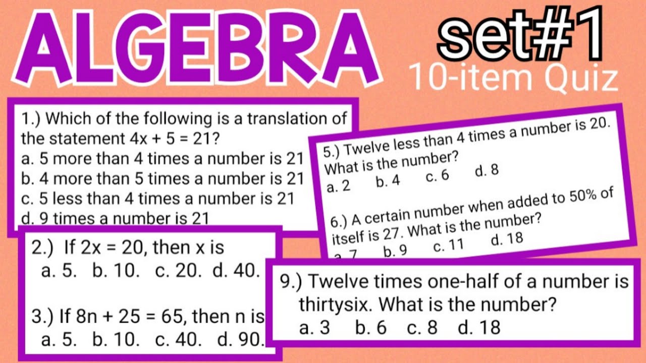 ALGEBRA set#1 | 10-item quiz [Must READ description]