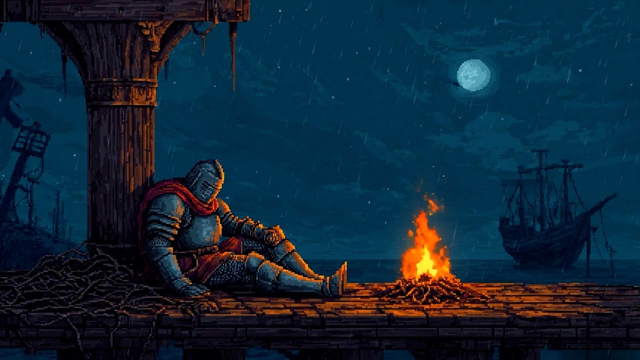 Lofi Knight Music ✨ Bonfire & Rainy Night Ambience | Ethereal Medieval Beats for Deep Focus ⚔️