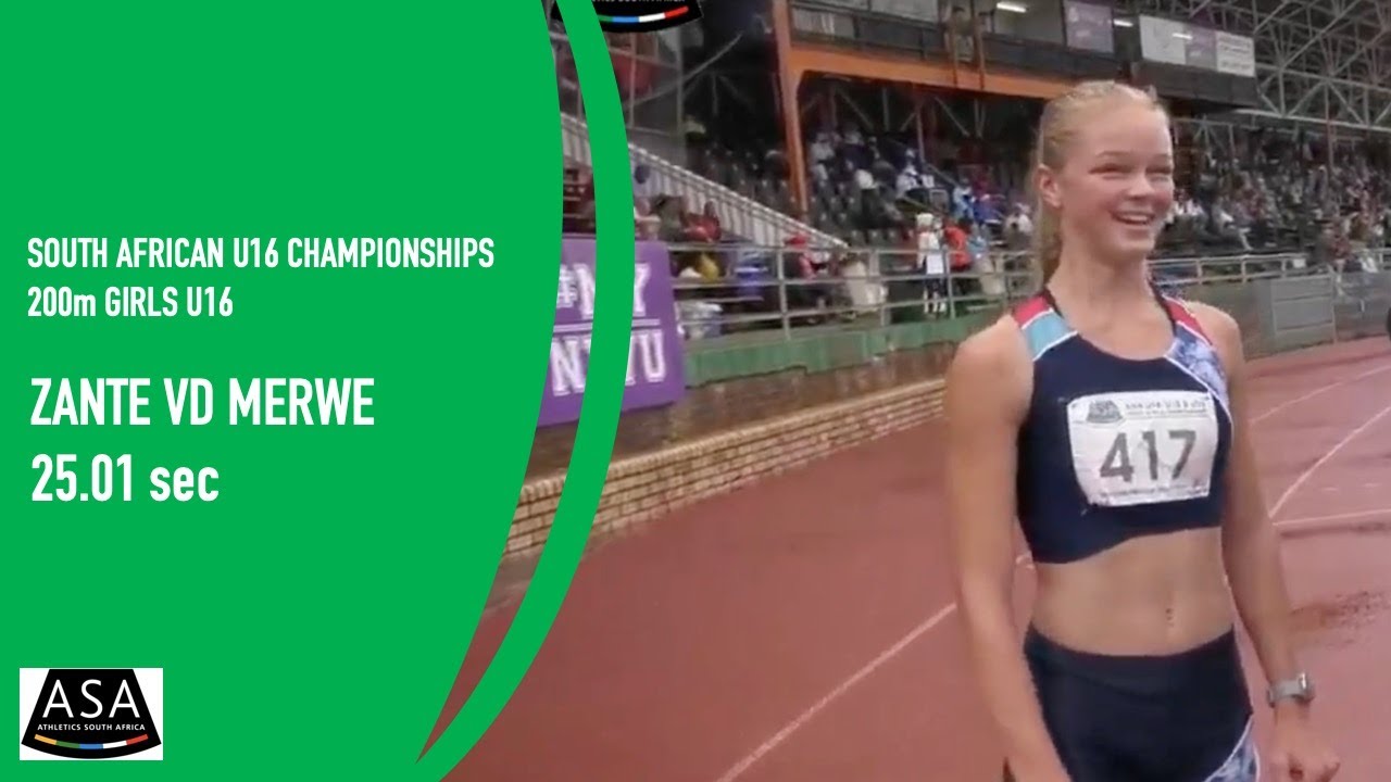 Zante van der Merwe wins 200m Girls U16 at SA Championships in 25.01 - 2 April 2022