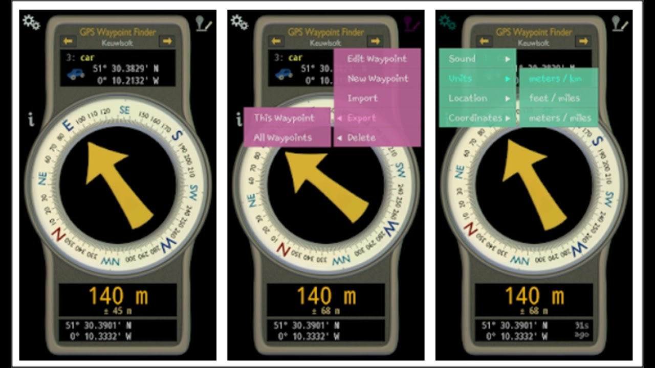 GPS Waypoint finder for finding your way back to your camp site.