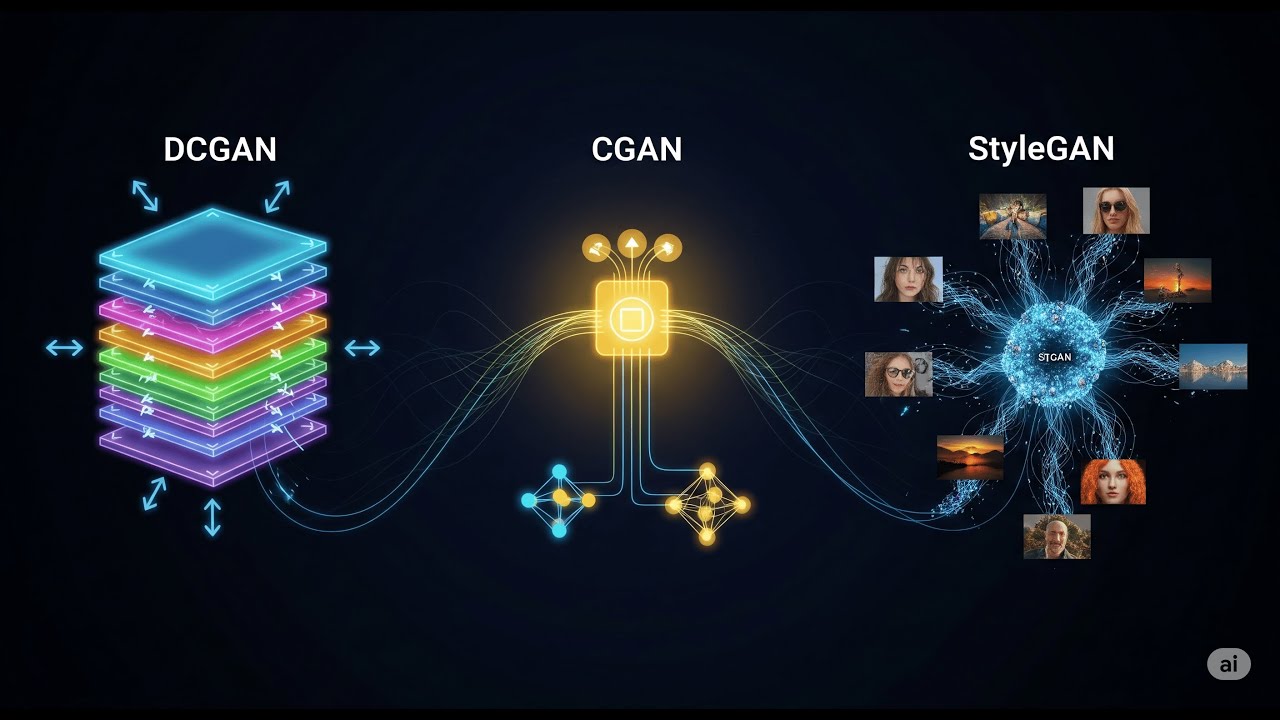 GAN Architectures Explained: DCGANs, CGANs, StyleGAN | Generative AI Theory Tutorial