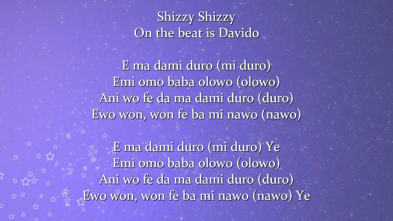 DAVIDO - DAMI DURO Lyrics
