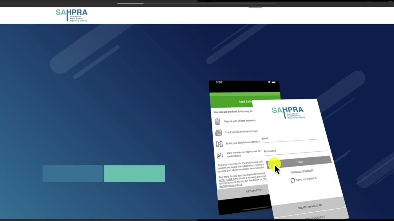 How to access the Med safety app from the SAHPRA website
