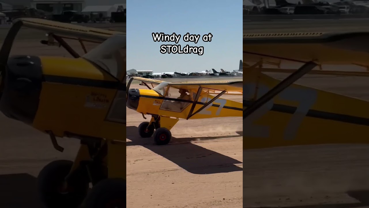 Harry Beaupre in his Kitfox lands and turns around during windy Roswell Air Races STOLdrag race.