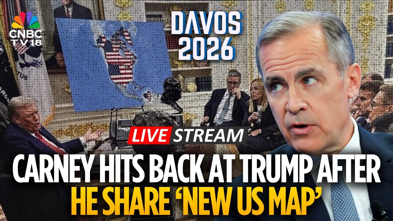 Mark Carney LIVE: Canada PM Hits Back At Trump After He Shares AI Altered US Map | Davos 2026 | N18G