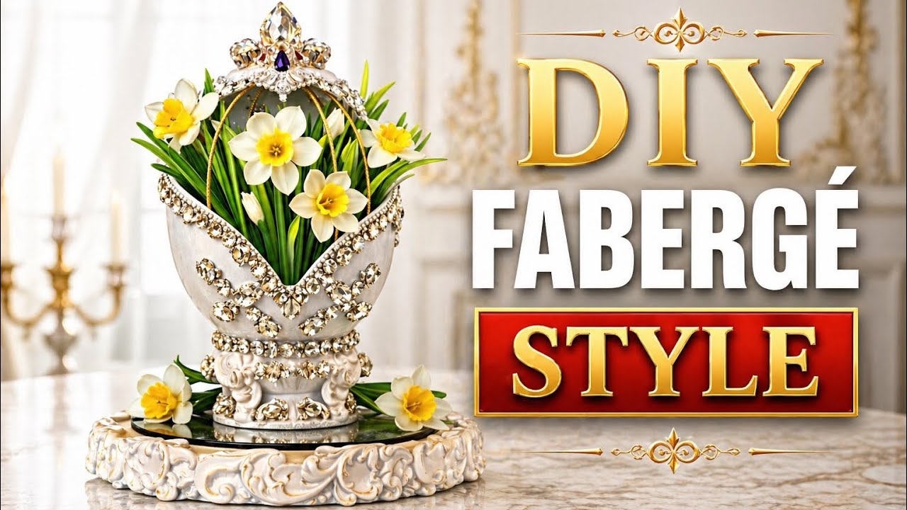 DIY Fabergé Egg with Daffodils Luxury Spring Decor