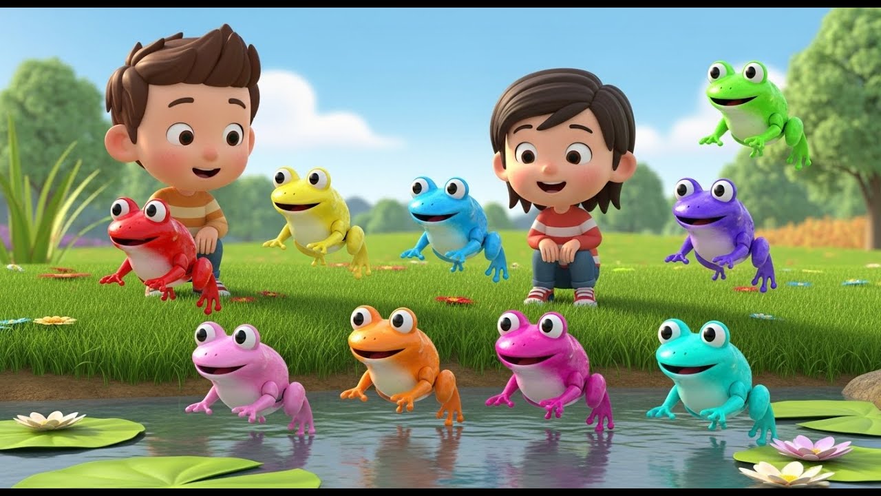 Oito Sapos de Brinquedo Hop Hop Hop | Canção de Pular e Rimas Infantis