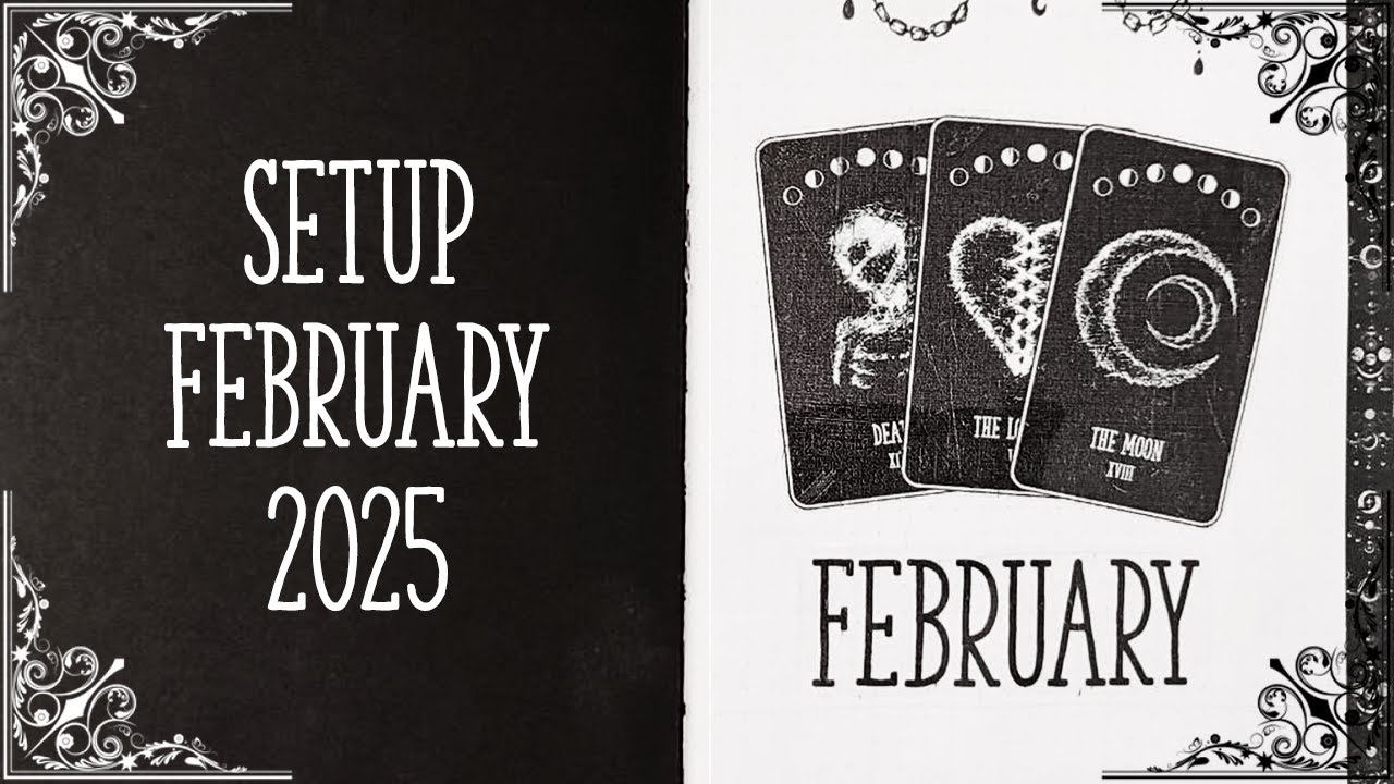 February 2025 Bullet Journal Setup | Plan with me | Tarot Theme 🖤