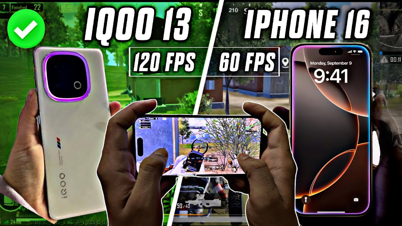 iQOO 13 vs iPhone 16 Full Comparison 🥵| Best 120 FPS Device | Iqoo 13 Bgmi Test - Explain