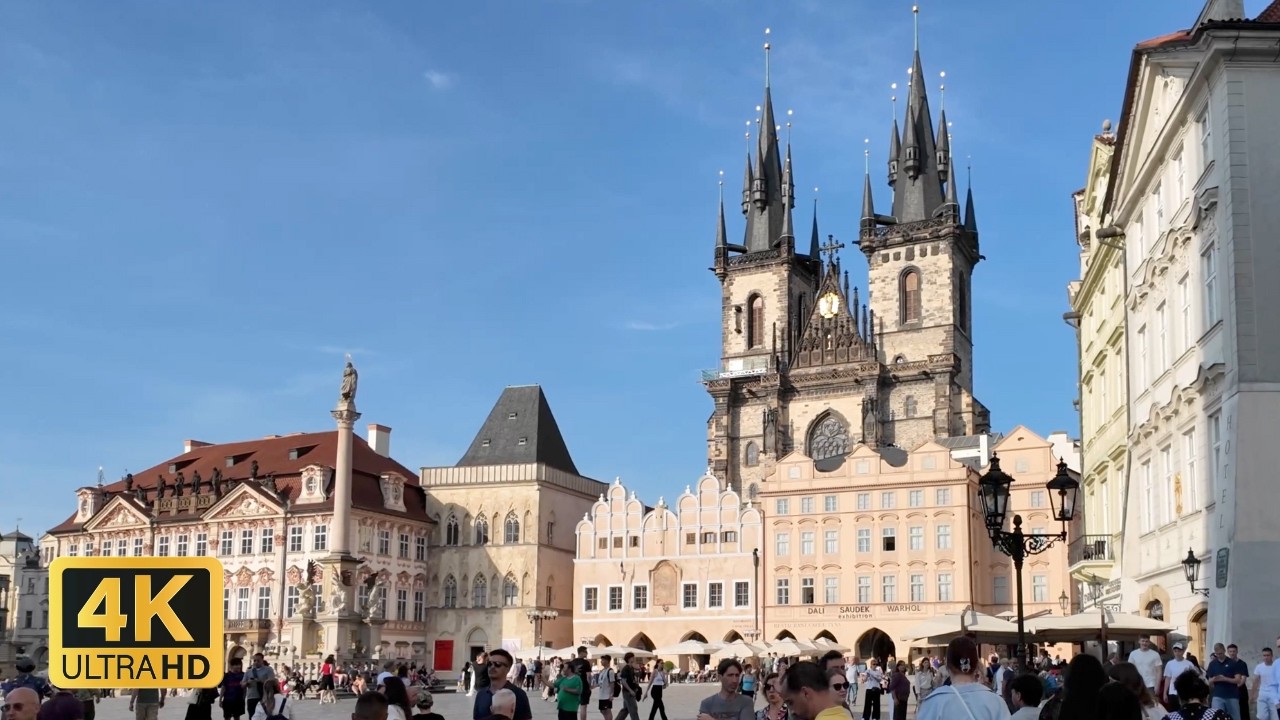 Prague Walking Tour 4k | Old Town, Charles Bridge | No commentary | Relaxing Ambient city sounds