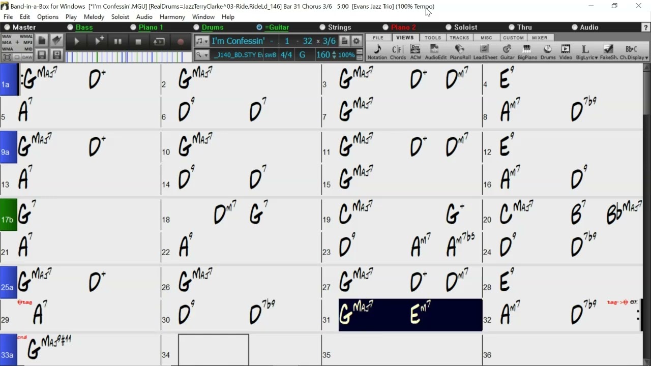 BACKING TRACK - I'M CONFESSIN' (G) 160 BPM SWING