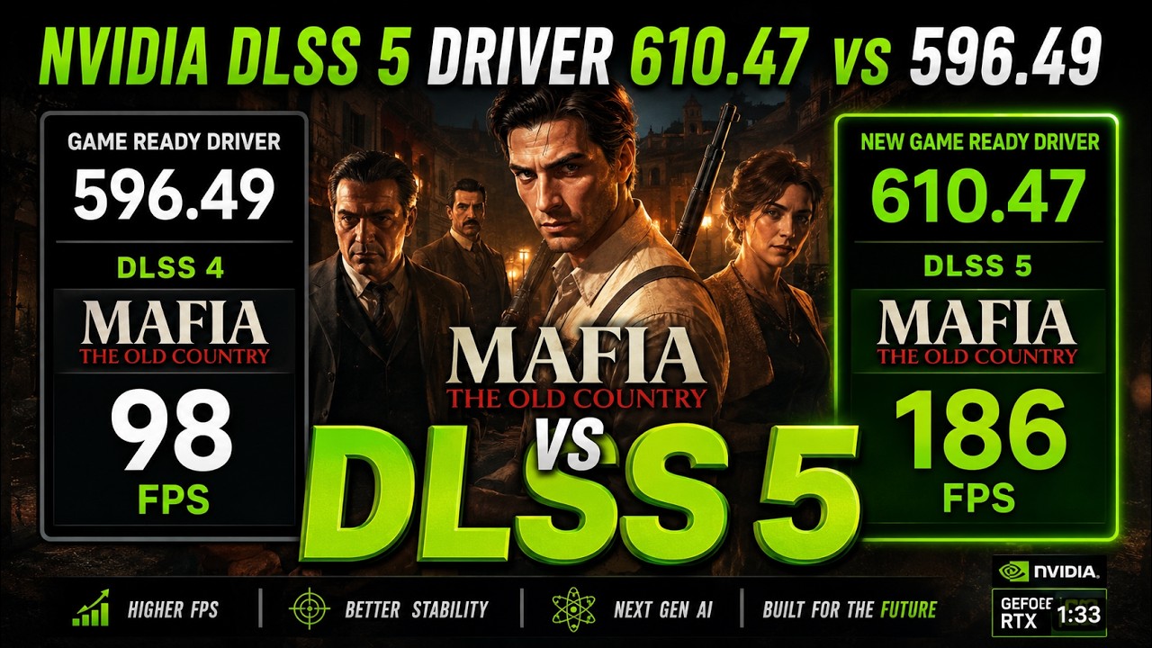 New NVIDIA DLSS 5 Driver 610.47 vs 596.49 Mafia: The Old Country