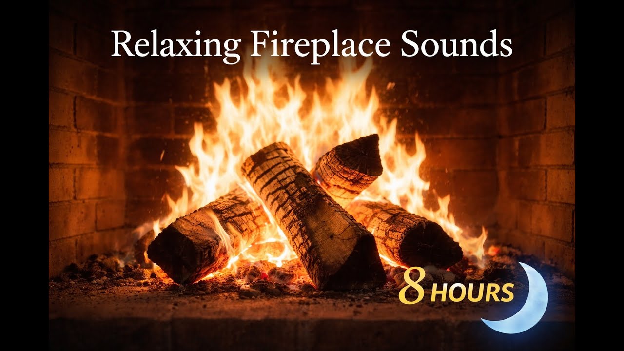 Fireplace Sounds for Deep Sleep | 8 Hours | Relaxing Fire Crackling, No Music