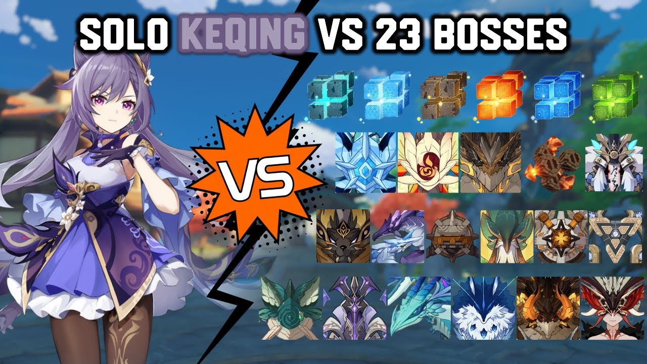 Solo C0 Keqing vs 23 Bosses Without Food Buff | Genshin Impact