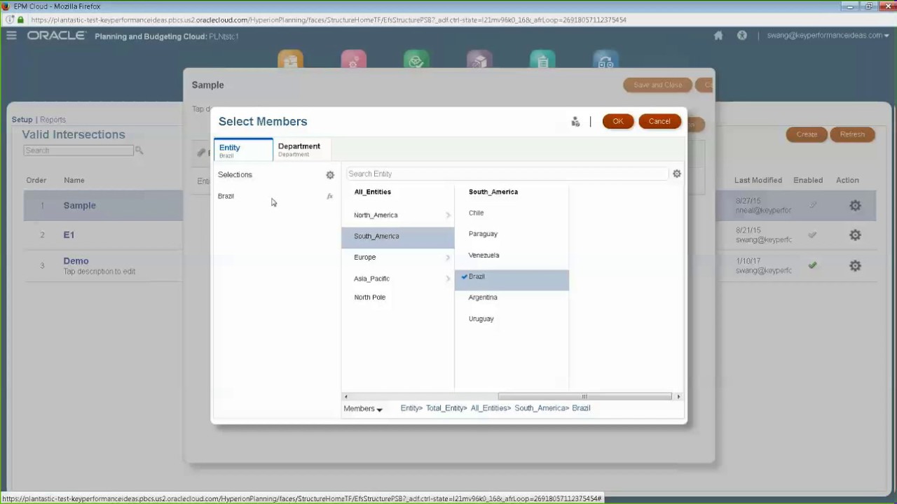 Working with Valid Intersections in Oracle Planning and Budgeting Cloud Service (PBCS)