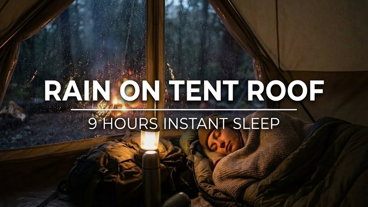 Heavy Rain on Tent Roof | 9 Hours of Instant Sleep