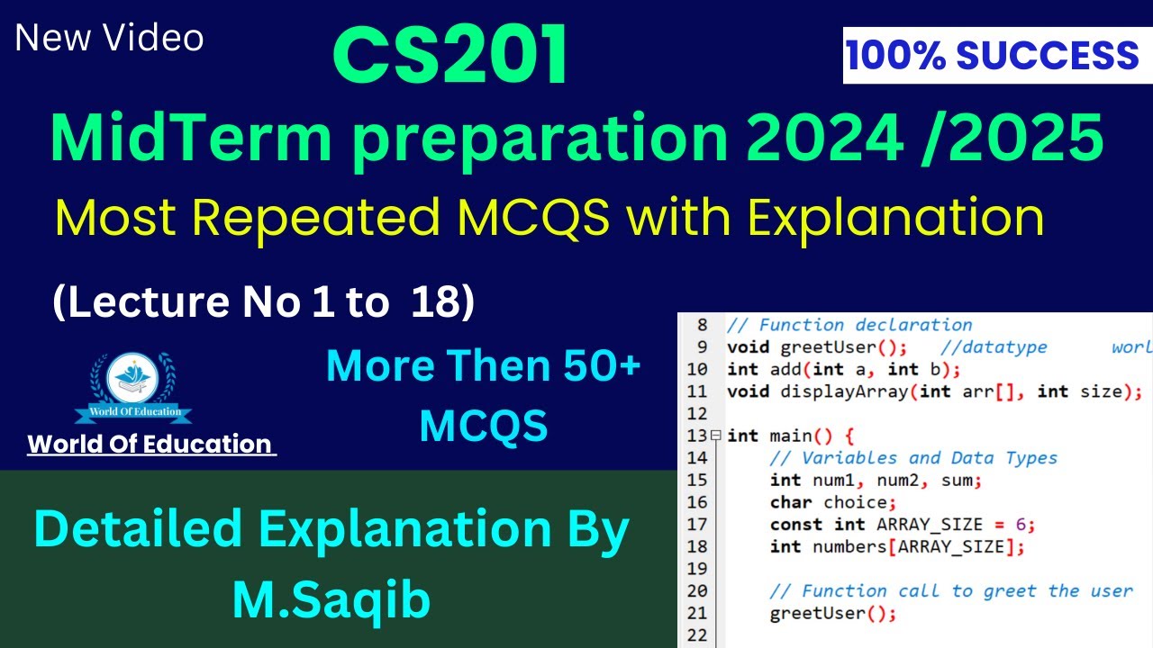 cs201 midterm preparation 2025| cs201 midterm preparation | cs201 midterm  2025 important questions