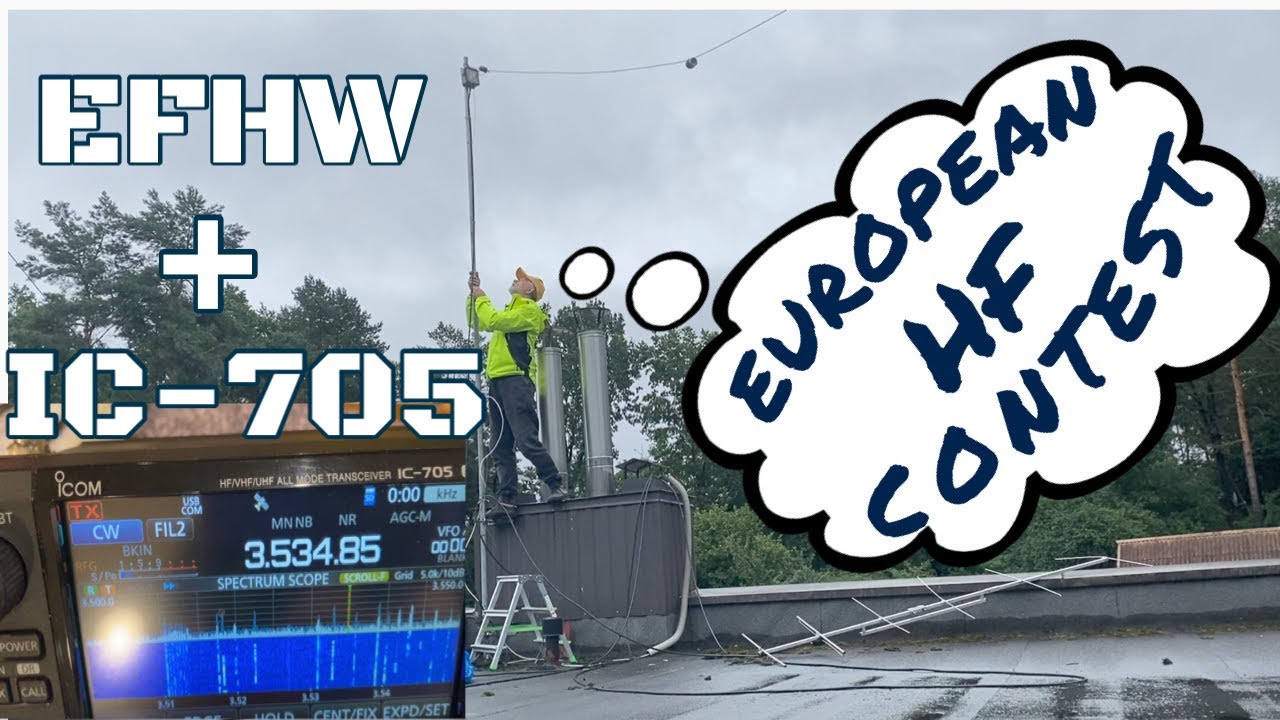 ICOM IC-705 in the HF contest: excellent receiver, 10W into EFHW antenna, but QSK impossible.