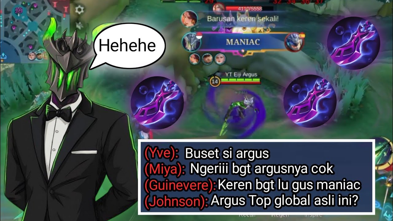 MAS ARGUS DAPAT MANIAC GAESS NONTON KESERUAN MAS ARGUS HEHEHE | TOP GLOBAL 1 ARGUS 2026 MLBB