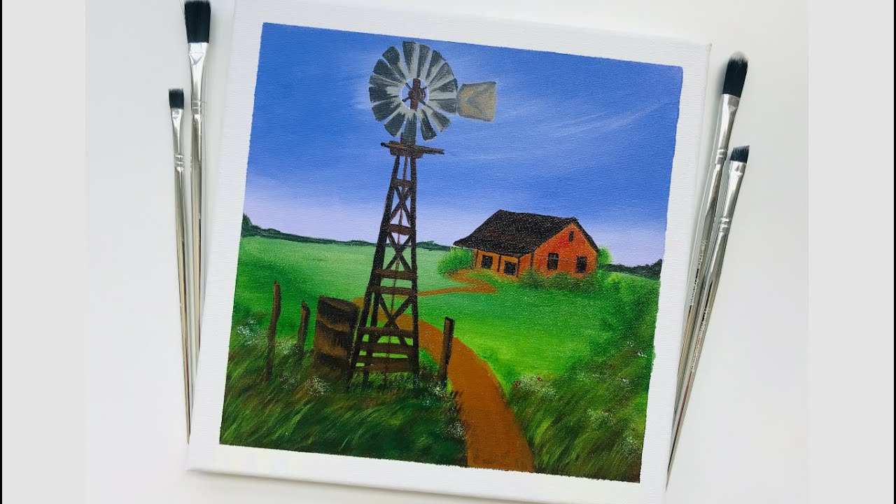Color Challenge Week 32 | Beautiful Farm Windmill | Acrylic Painting
